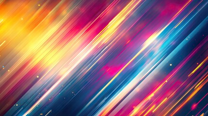 Obraz premium A vibrant abstract background showcasing dynamic diagonal lines in shades of pink, orange, and blue, creating a sense of movement.