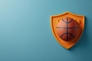 High school shield with crossed athletic equipment like footballs and basketballs, shield school, high school sports