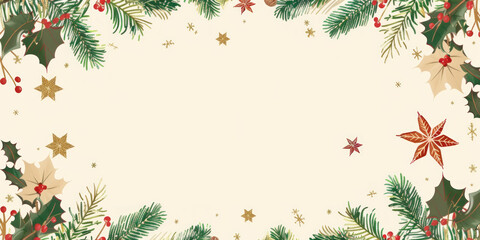 Festive Christmas tree branches and ornaments background,Generated By Ai