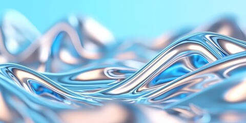 Chrome background with high shine, reflective metallic surfaces, and smooth, abstract textures