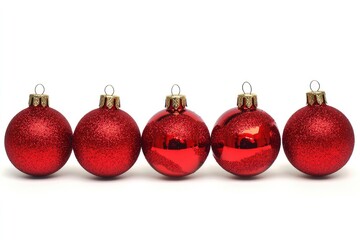 red christmas balls isolated on white background  with generative ai