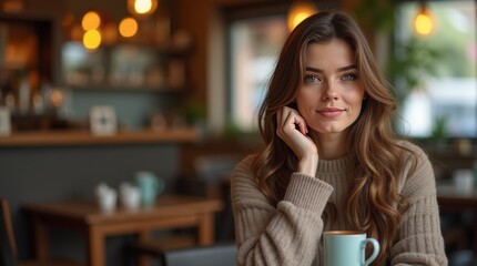 portrait of a woman in the cafe, woman in cafe, young fasion woman in the cafe