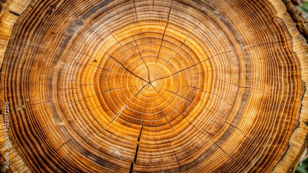 Poster a close-up view of the concentric rings of a tree trunk, revealing the intricate details of its grow
