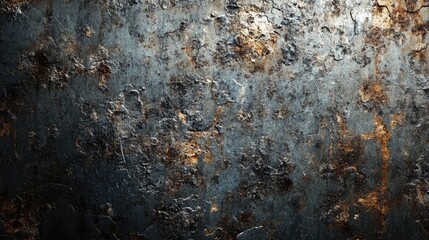 A textured, weathered metal surface showcasing deep rust and peeling paint.