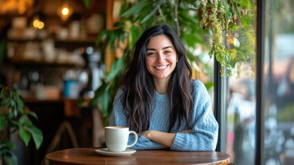 The Smiling Woman in Cafe