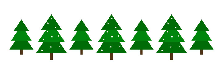 Christmas trees border decor. Design element. Vector illustration.