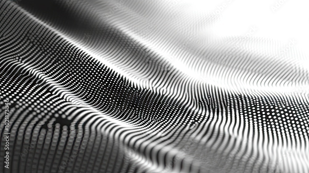 Poster abstract monochrome patterns create a visually stunning wave of dots, evoking a sense of depth and m