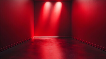 Red Room Corner with Spotlights 3D Illustration