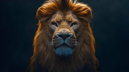 Close-up Portrait of a Lion with a Majestic Mane