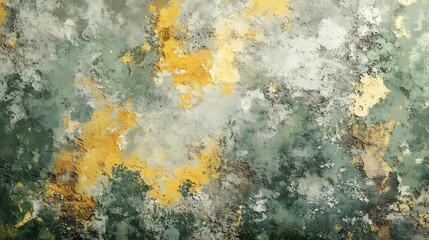 A textured abstract background featuring blends of green, gray, and gold, evoking a natural, organic feel.
