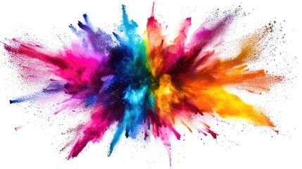 Fototapeta premium Vibrant explosion of colored powders creates a dynamic and energetic visual effect.