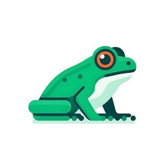 Obraz premium Cute Lime Frog, flat illustration of cute character, graphics resource for story , animation, story telling