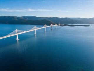 aerial view of Peljesac Bridge, Croatia