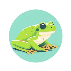 Cute Lime Frog, flat illustration of cute character, graphics resource for story , animation, story telling