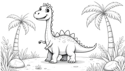 coloring book black and white illustration dinosaur animal