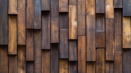 Abstract background made of wooden squares. Wooden texture for interior design, 3D Tiles arranged to create a Natural wall Timber Wood Background.