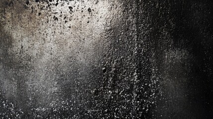 A textured close-up of a wet surface featuring drops of water in shades of gray and black.