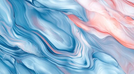 Obraz premium A serene abstract flowing pattern in shades of blue and pink, evoking tranquility and elegance.