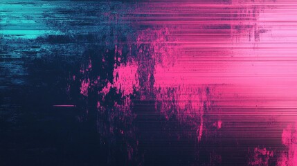 Abstract artwork featuring vibrant pink and teal streaks on a dark background.