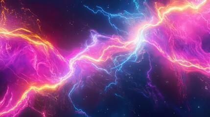 Obraz premium A vibrant cosmic energy explosion with swirling pink, blue, and orange hues.
