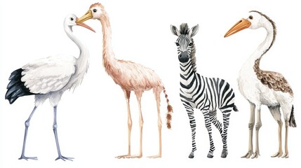 Obraz premium Assorted wild animals in watercolor