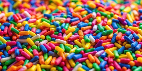 Vibrant rainbow sprinkles close up background for festive celebration and sweet treats