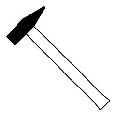 hammer illustration, black and white vector illustration