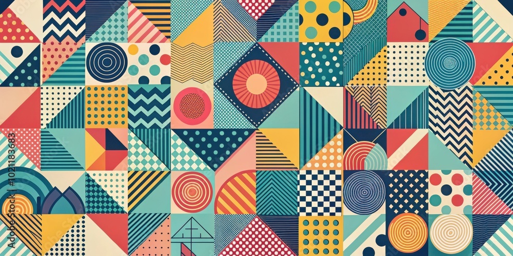 Aufkleber abstract geometric shapes forming modern artistic background with various patterns