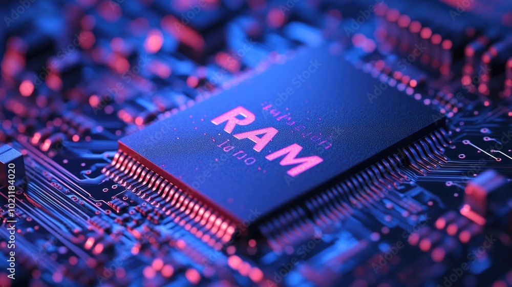 Poster a detailed close-up of a microchip with 