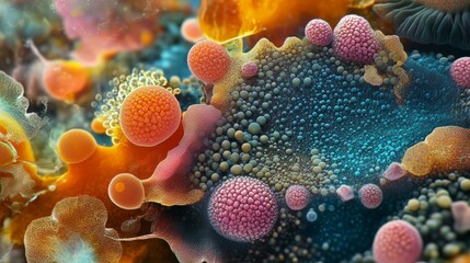 Abstract Microscopic Universe - A Colorful Tapestry of Spheres and Shapes, Captured Through a Lens of Wonder, Revealing the Hidden Beauty of the Infinitesimal World