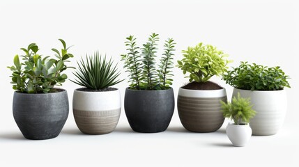 Fototapeta premium Indoor Plant Arrangement: Green and Lush Houseplants in Pots
