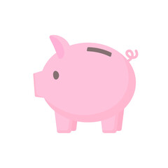 Piggy bank pig in cartoon style on a white isolated background. Symbol of financial savings. savings inflation. Buying a home with accumulated savings. Cute beautiful piggy bank