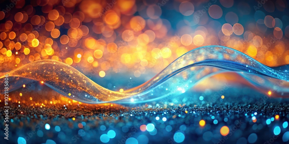 Aufkleber vibrant abstract wave of glowing orange and blue bokeh lights with soft focus