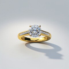 18k yellow gold solitaire diamond ring classic elegance on a plain white background