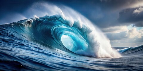 Monochromatic ocean wave photography depicting a serene and powerful natural force