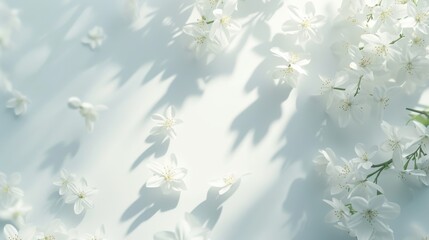 White Flowers on a Light Blue Background: Delicate Floral Beauty
