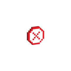 Obraz premium Isometric 3d pixel X mark icons. no icon 8 bit