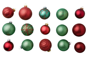 Set of Decorative Christmas balls isolated on white, PNG die cut transparent.