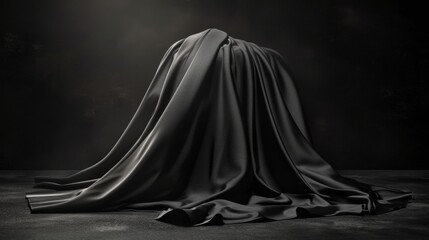 Black Fabric Draped on Dark Background - Minimalist Photography