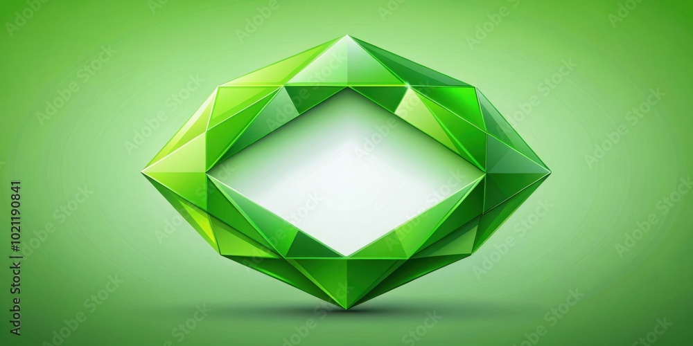 Aufkleber abstract green geometric shape floating in rendering for graphic design projects