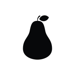 Pear black and white flat vector icon and symbol design