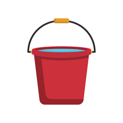Red bucket flat vector illustration isolated on white background © Mubeen