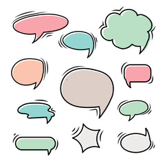 Set of colorful speech bubbles. Cartoon or comic labels. comic speech. Flat design vector illustration isolated on background.