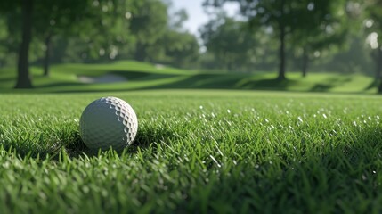 Golf Ball On Green Grass Fairway