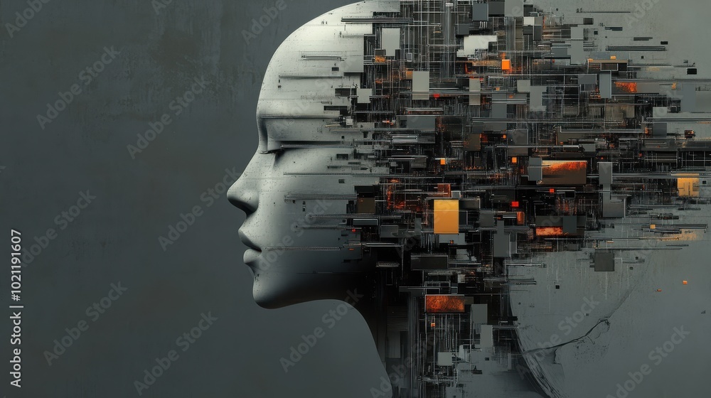 Aufkleber Abstract AI-powered robot creating digital art, tech meets creativity, innovation in technology 