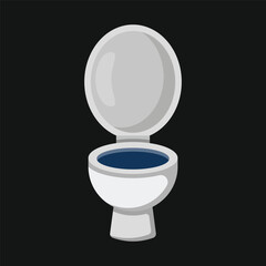 Toilet bowl flat vector illustration isolated on black background