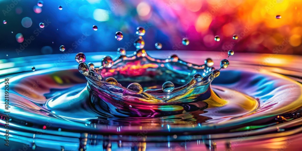 Aufkleber vibrant and abstract liquid water splash and bubbles background macro photography for creative proje
