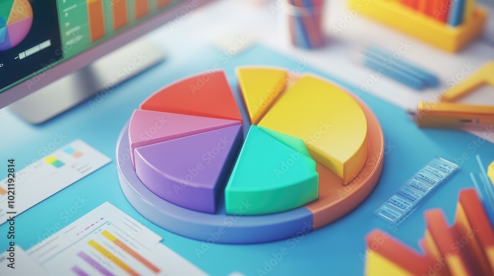 Aufkleber colorful pie chart for data visualization and analysis