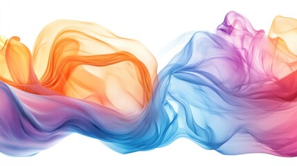 Abstract flowing waves of color in orange, purple, and blue, creating a dynamic visual effect.
