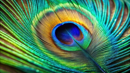 Obraz premium Close Up Peacock Feather Eye Detail in Vibrant Blue Green Colors Stock Photo